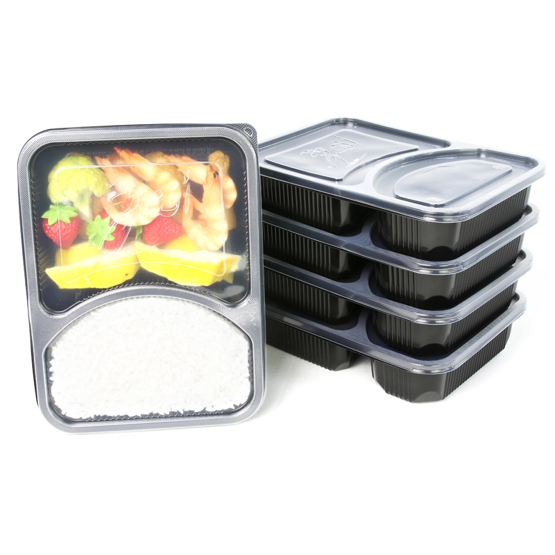2 compartment plastic food container disposable lunch box