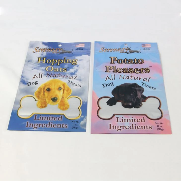 Saco de empacotamento de alimentos para animais de estimação com sacos de comida de cão Zipper