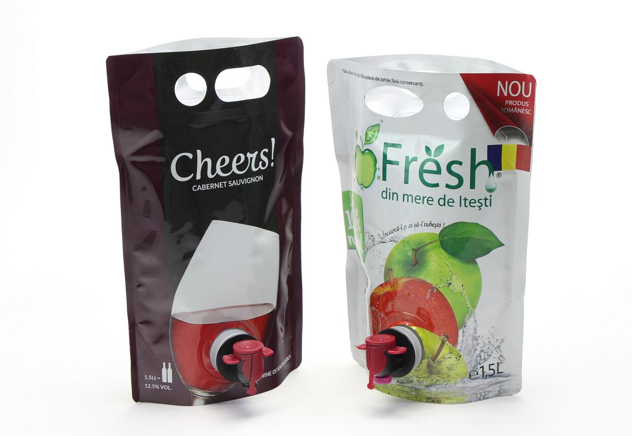 Levante-se bolsa vinho de fruta suco vermelho bico