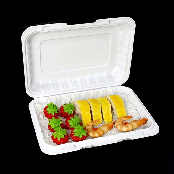 Recipiente de comida ecologicamente correto de 6x9 polegadas para micro-ondas preto preto descartável para refeições lancheira de plástico recipiente para alimentos