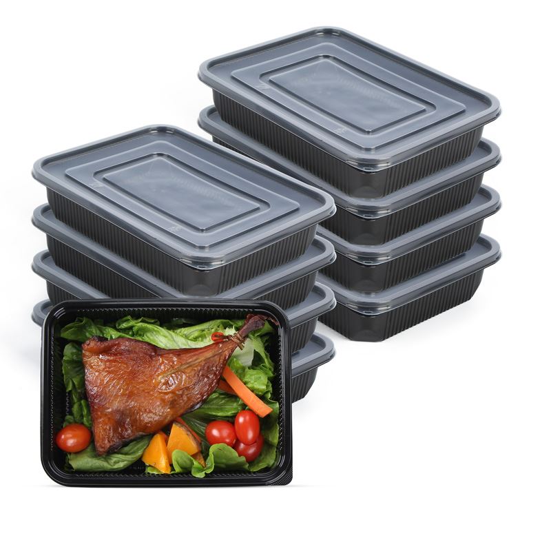 Recipientes plásticos descartáveis ​​para alimentos frescos 850 ml, 3 compart...
