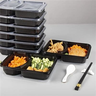 Recipiente de armazenamento de alimentos para preparação de refeições com 2 compartimentos L