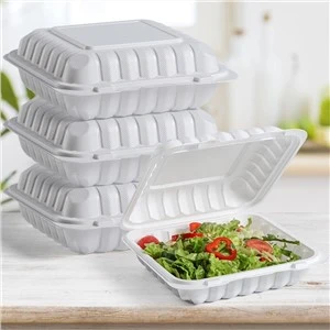 Recipiente de comida para viagem em forma de concha de plástico