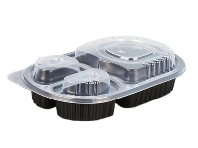 Bandeja De Refeição Oval Com 3 Divisões E Tampa